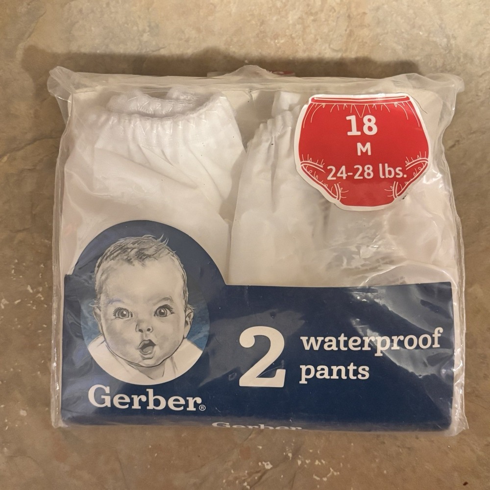 Vintage 2 Pack Gerber Sz 18M 24-28 lbs Waterproof Pants Baby Diaper Covers NEW